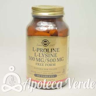 L-Prolina / L-Lisina 500 / 500 mg de Solgar 90 comprimidos